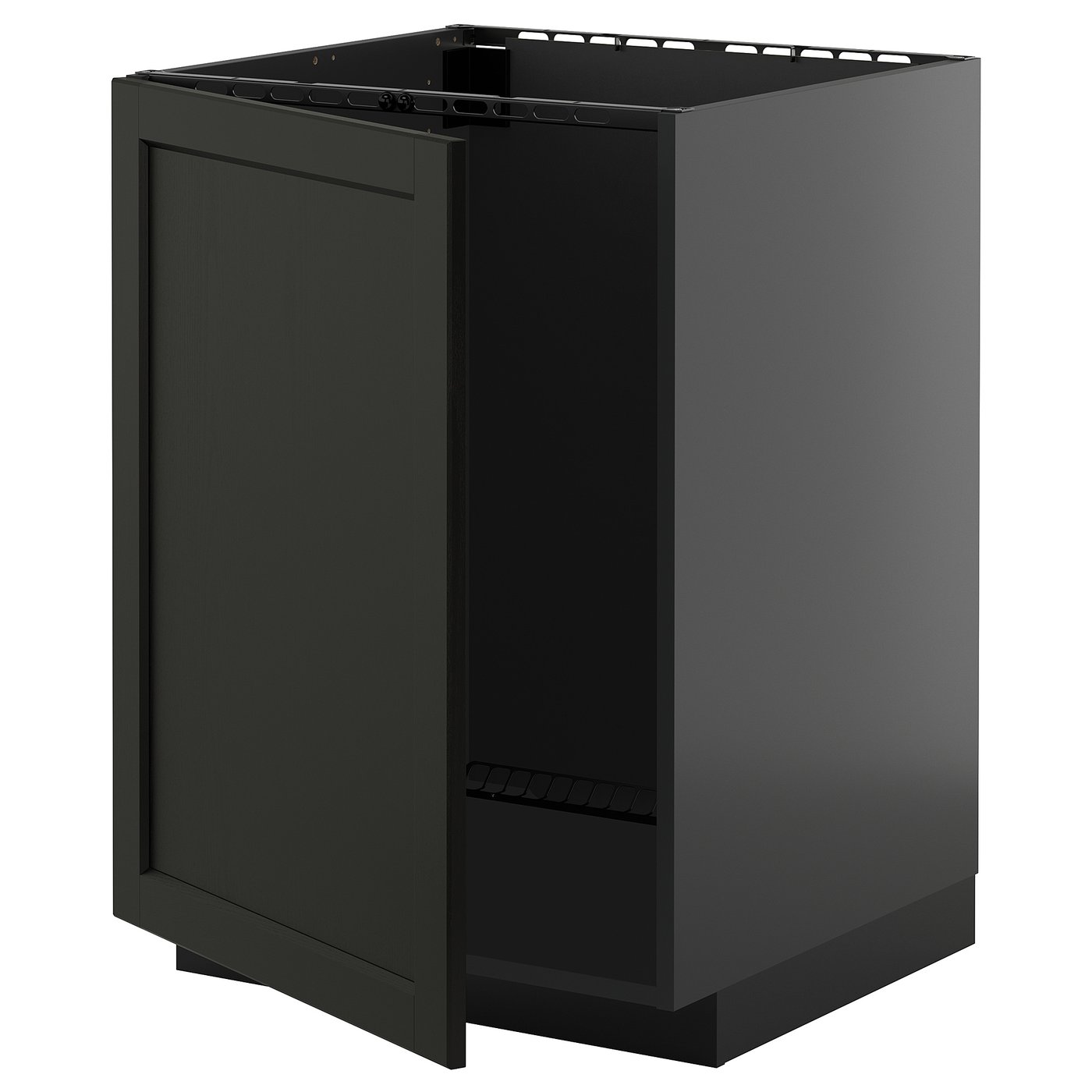 METOD põrandakapp valamule, mustjashall/Lerhyttan must peits, 60x60 cm